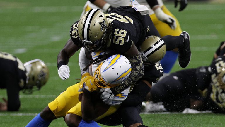 Marshon Lattimore drops Mike Williams short of the first down to set up the win for the New Orleans Saints over the LA Chargers