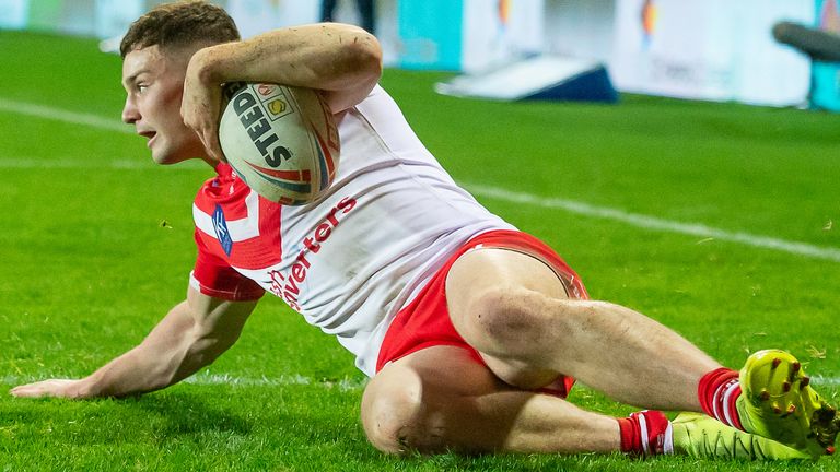 Josh Simm scored this stunning first-half hat-trick for St Helens over Leeds