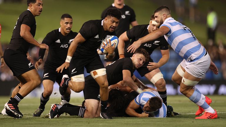 Ardie Savea carries for the All Blacks