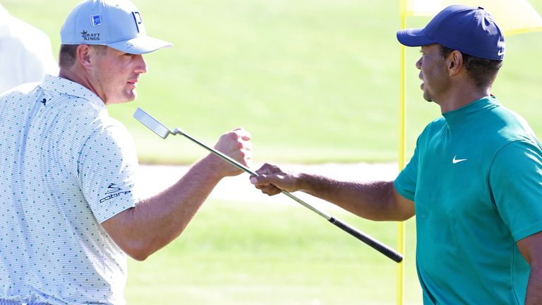 Bryson DeChambeau and Tiger Woods played together in practice on Monday
