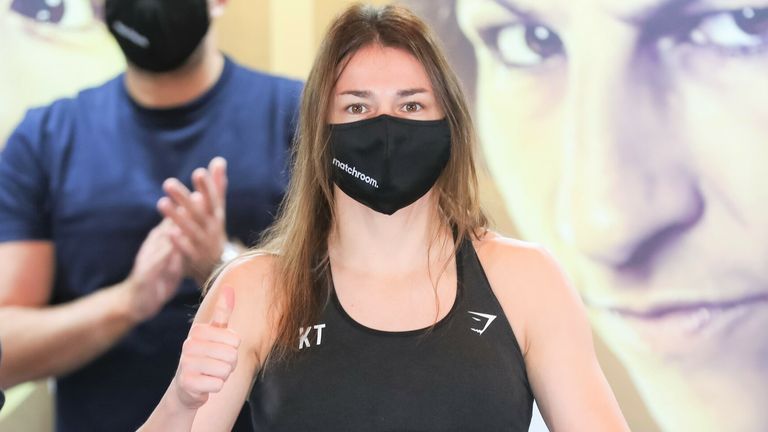 Katie Taylor weighed in at 9st 8lbs 7oz
