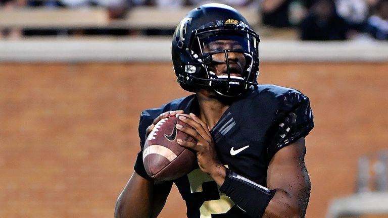 Kendall Hinton in action at quarterback for Wake Forest