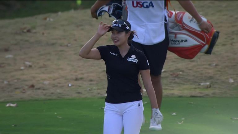 Yu Jin Sung celebrated her first ever round in a US Women's Open with an ace at the tricky 169-yard par-three fourth on the Champions Club's Cypress Creek Course.