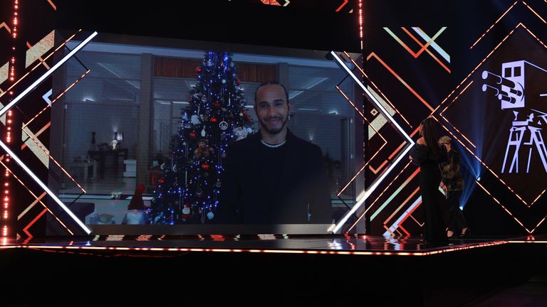 Lewis Hamilton joined the awards ceremony via video link
