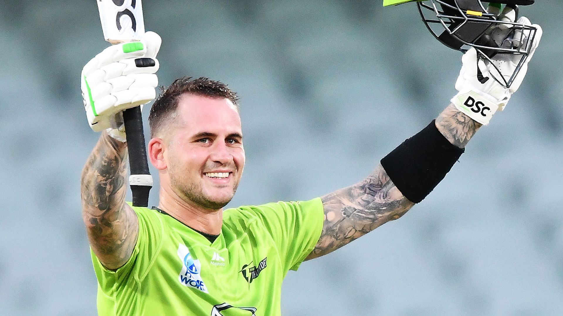 Hales ton powers Thunder to record total