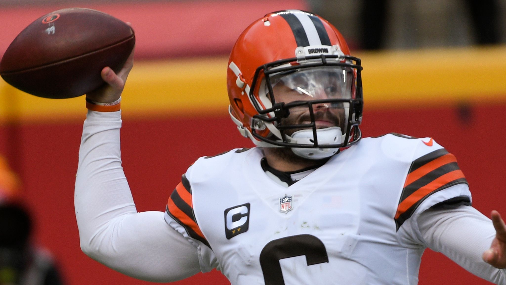 Baker Mayfield White Cleveland Browns Game-Used #6 Jersey vs. Kansas City  Chiefs on September 12