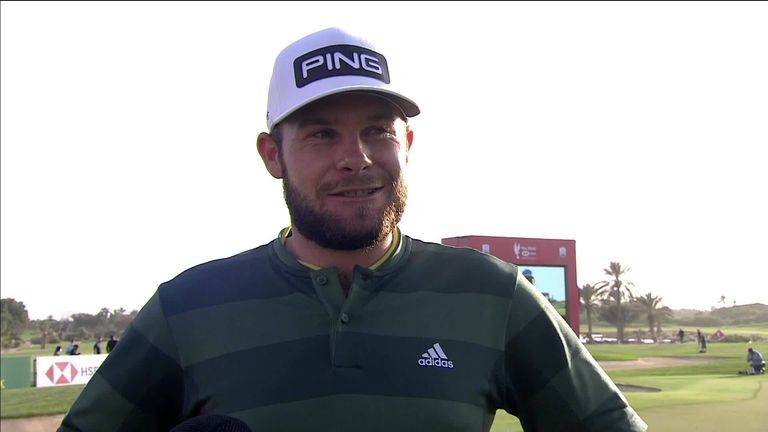 Tyrrell Hatton celebrates a record fourth Rolex Series title after cruising to a dominant four-shot victory in Abu Dhabi