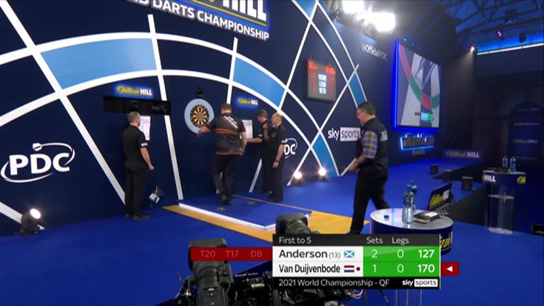 Anderson pinned this fantastic 127 checkout at the start of the fourth set