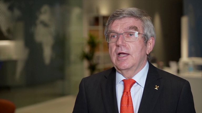 International Olympic Committee President Thomas Bach says the entire Olympic movement is united in its determination to ensure the Tokyo Games happen in July and August.