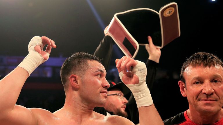 Parker's WBO belt was torn away during his celebrations