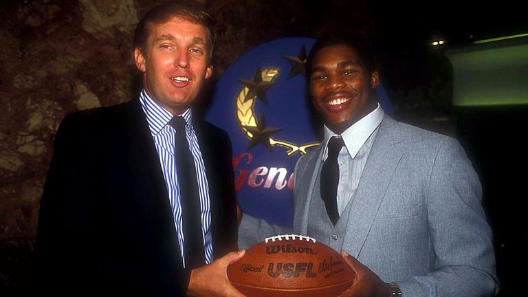 Trump and former NFL star Herschel Walker in 1983. Credit: JAMES COLBURN/MediaPunch/IPx