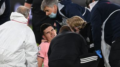 Image of Sheffield United's John Egan was carried off on a stretcher late on in the defeat at West Ham on Monday evening