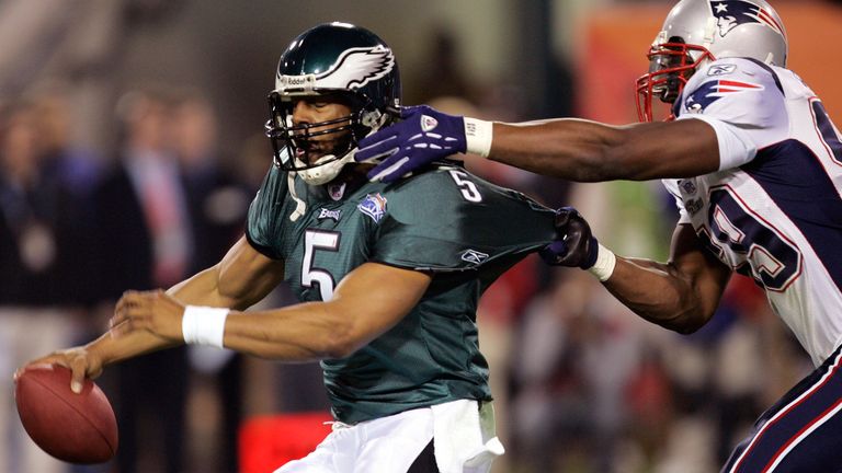 Donovan McNabb threw three interceptions in the Eagles' defeat to the Patriots in Super Bowl XXXIX