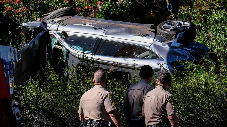 Tiger Woods was driving a Genesis GV80 with a 'Genesis Invitational' logo on its side when he was involved in Tuesday's crash