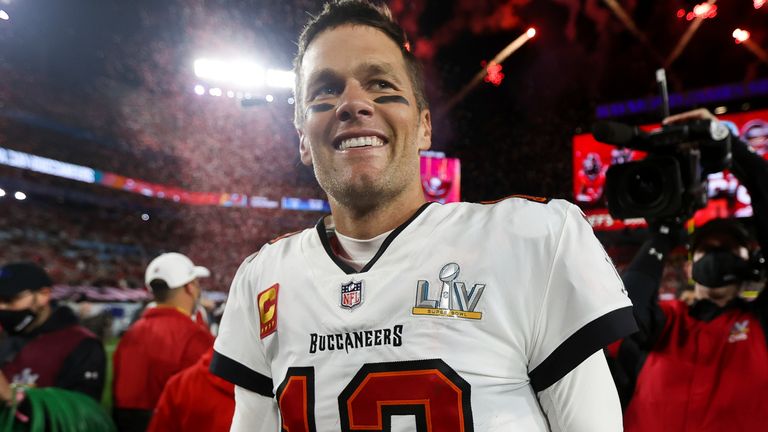 Brady celebrates after winning Super Bowl 55