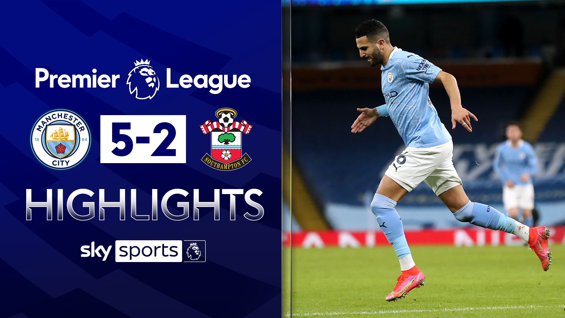 Mahrez scores twice as City hit five