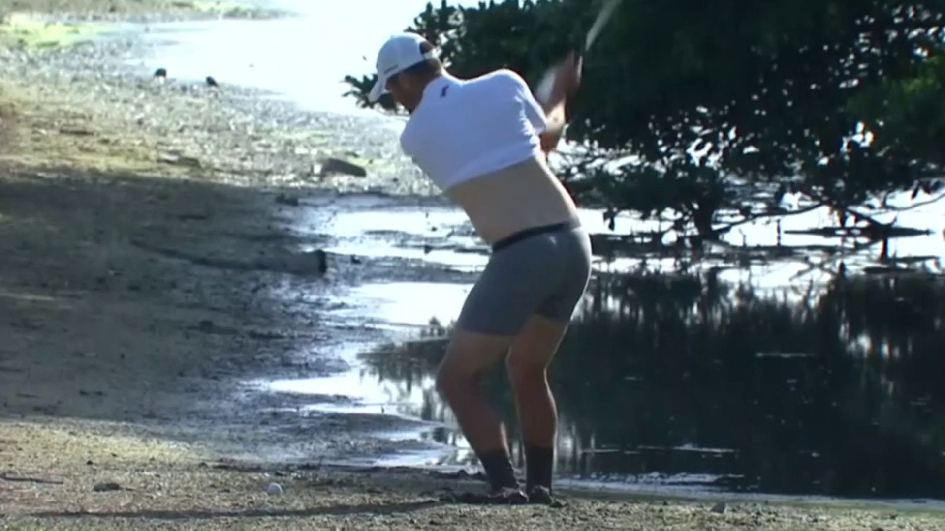 Bryan hits golf shot in underwear on PGA Tour!