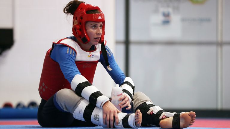 Walkden during a training session at the National Taekwondo Centre, Manchester