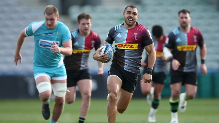 Joe Marchant makes a break for Quins