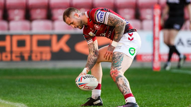 Wigan's Zak Hardaker scores a try