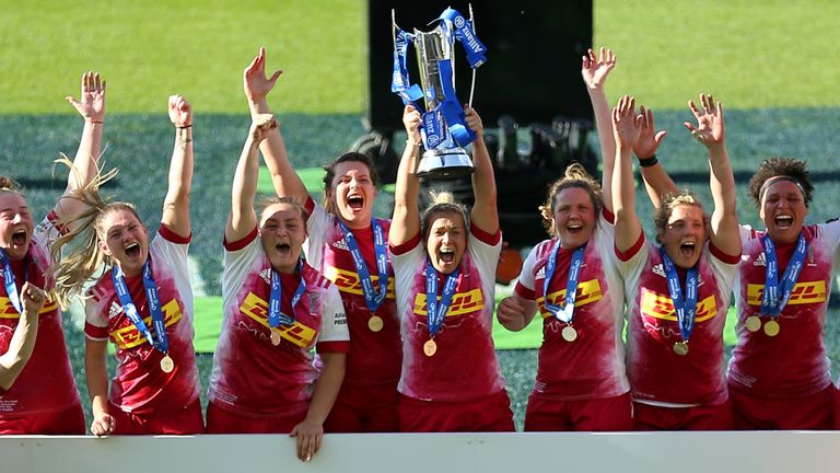 Harlequins Women became Premier 15s champions for the first time on Sunday, beating holders Saracens 