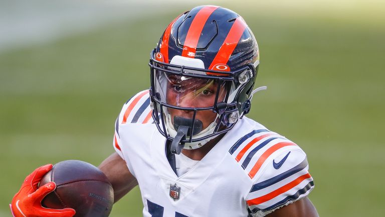 The Chicago Bears have a rising star in wide receiver Darnell Mooney. (AP Photo/Kamil Krzaczynski)
