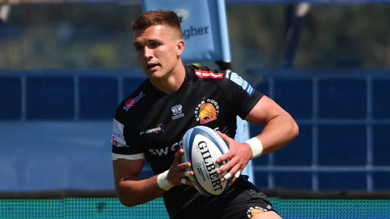 Exeter Chiefs centre Henry Slade scored twice in a man of the match display 
