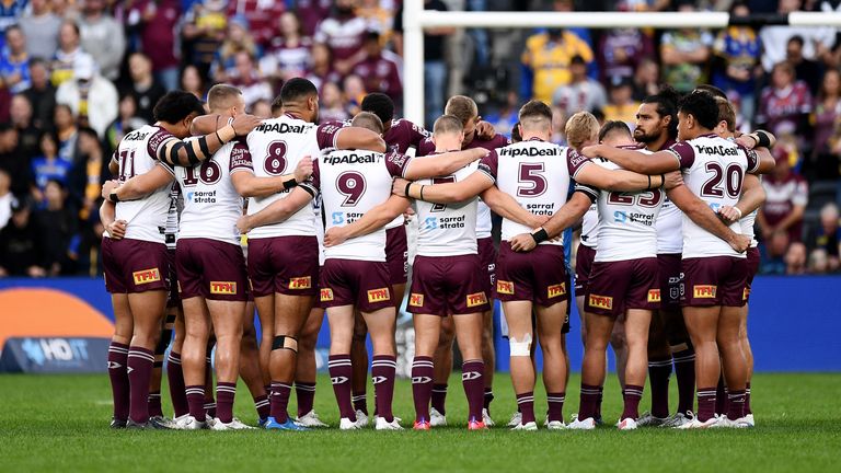 Manly's players paid their respects to Bob Fulton ahead of their NRL match against Parramatta