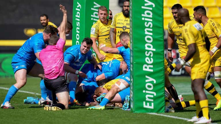 Tadhg Furlong forced his way over for Leinster's first try