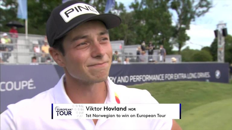 Viktor Hovland becomes the first Norwegian to win on the European Tour and savoured the achievement after the BMW International Open in Munich.