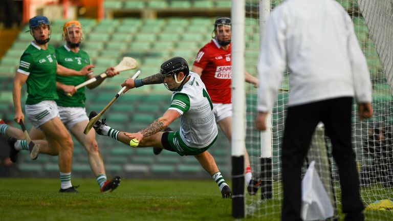 O'Connor scores a goal from a tight angle against Limerick