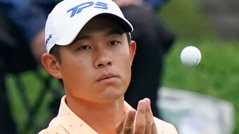 Morikawa was playing alongside Rahm and Xander Schauffele on Thursday 