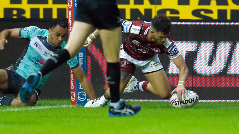 Oliver Gildart scored two tries for Wigan, but both were unconverted and were all his team could muster 