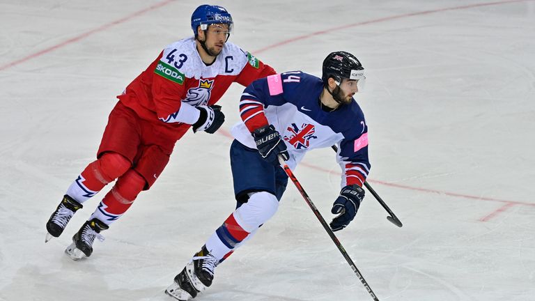 Kirk (right) in action against the Czech Republic at the 2021 World Championships
