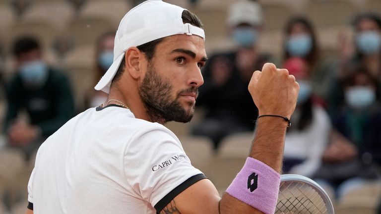 Matteo Berrettini joined 19-year-old Italians Jannik Sinner and Lorenzo Musetti in the fourth round of the French Open