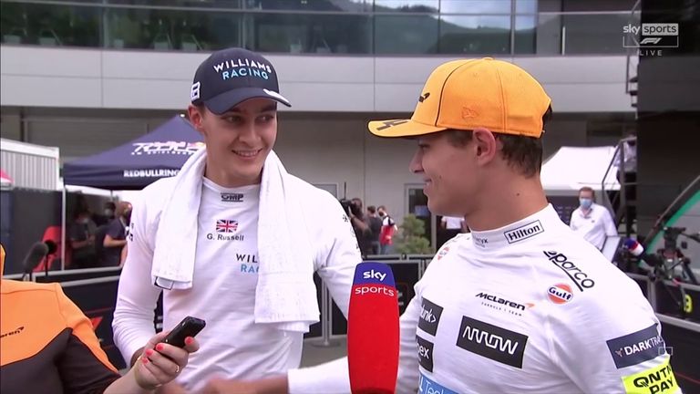 Austrian GP podium finisher Lando Norris had quite the ruthless but hilarious comeback for George Russell when his good friend suggested his race kit was covered in sweat...