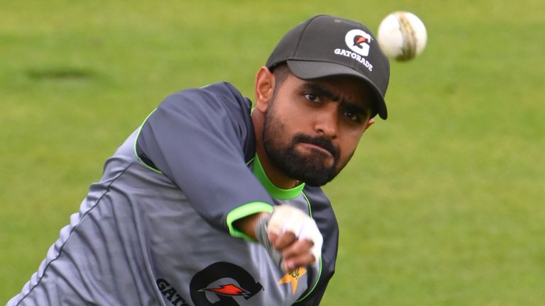Pakistan captain Babar Azam during fielding practice at Sophia Gardens on Wednesday