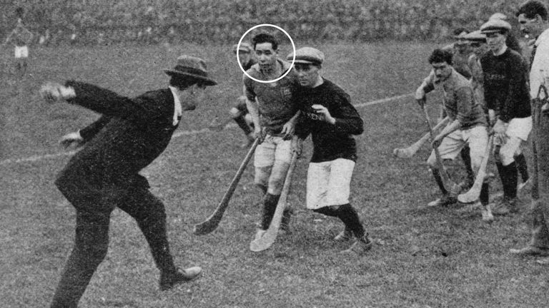 Joseph Coyne (circled) in action for Dublin