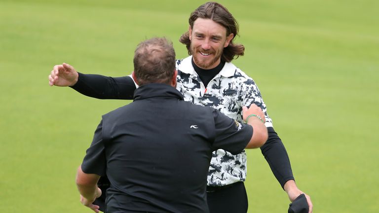Tommy Fleetwood congratulated Lowry after his victory at The 148th Open