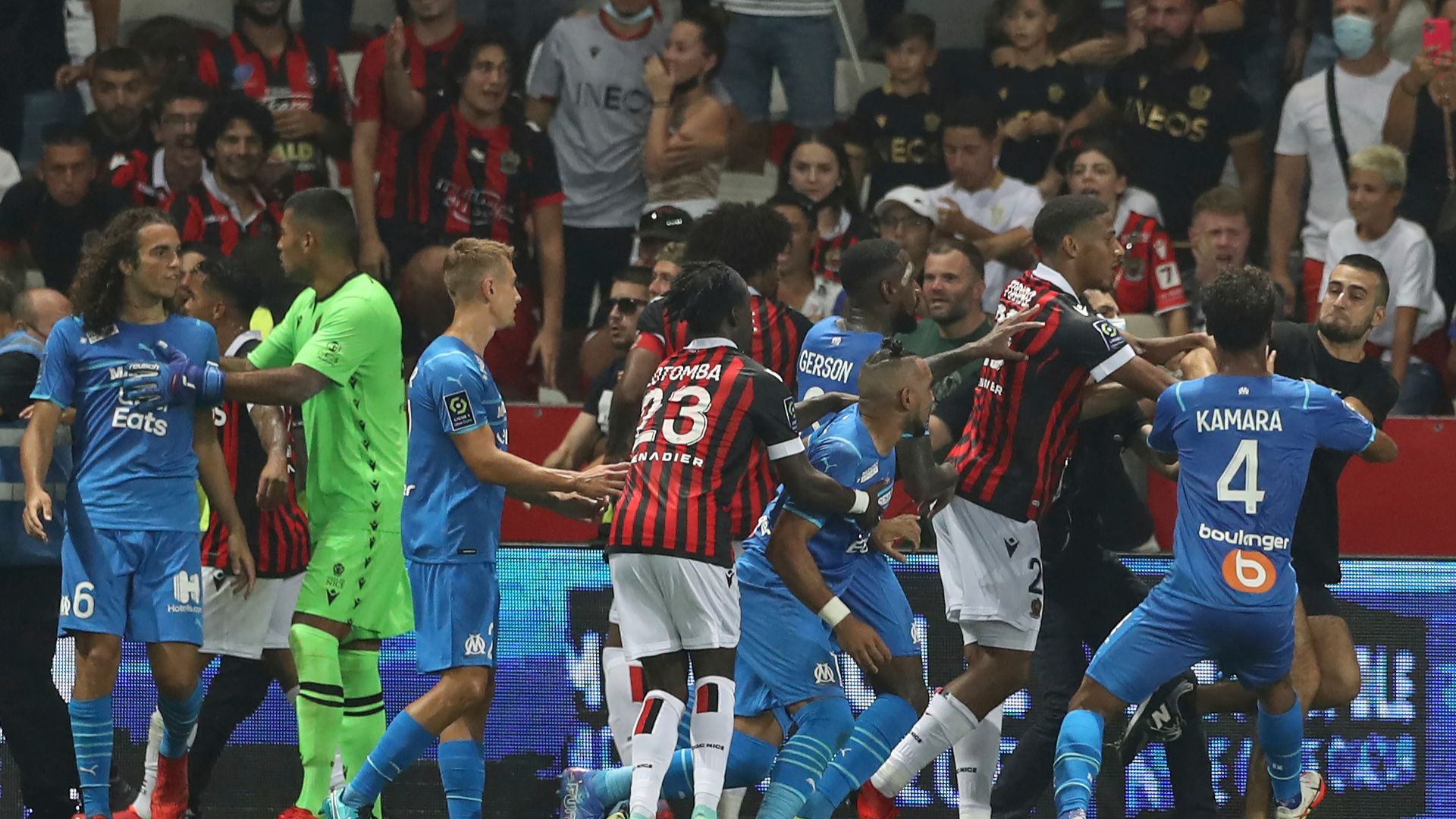 Nice docked points for brawl; Marseille handed bans