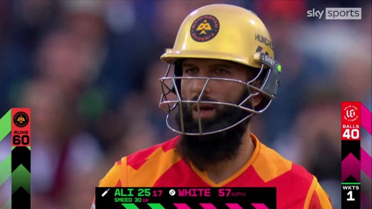 Watch Moeen Ali smash five massive sixes during his 59 for the Birmingham Phoenix against the Welsh Fire in The Hundred.