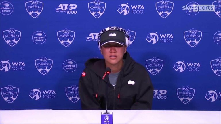 Osaka was left in tears during a news conference at last year's Western and Southern Open (Pictures: ESPN)