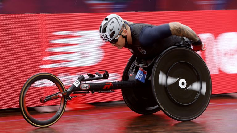 David Weir, who was born with a spinal cord transection that left him unable to use his legs, is one of Britain's most prominent Paralympians