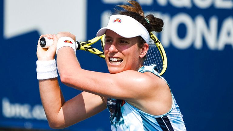 Johanna Konta logró una magnífica victoria contra Elina Svitolina en Montreal (Foto de David Kirouac / Icon Sportswire)