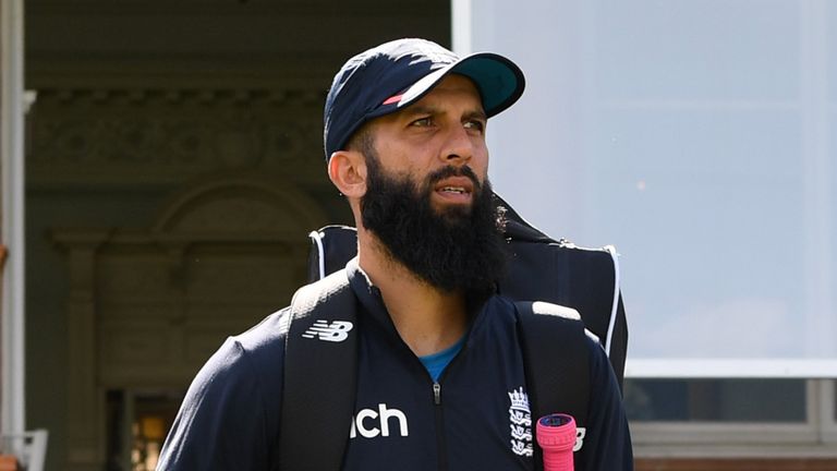 Moeen Ali pictured at Lord's as he practises ahead of the second Test between England and India