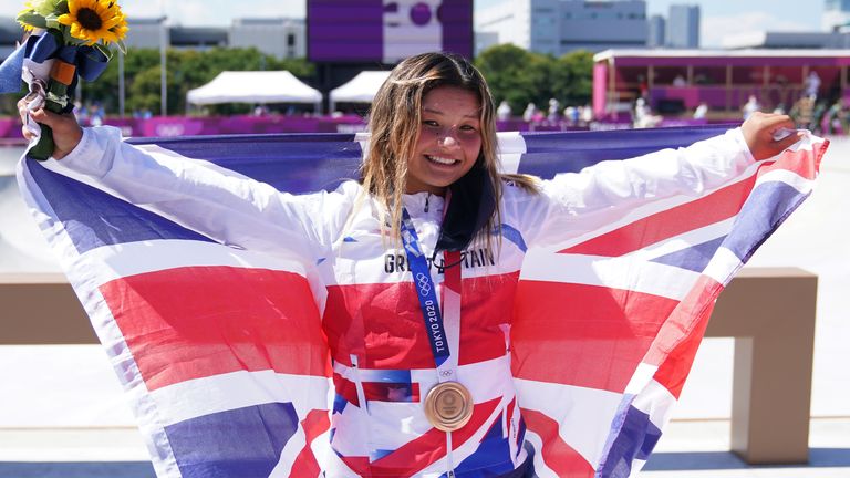 Sky Brown finished third in the women's park skateboarding event