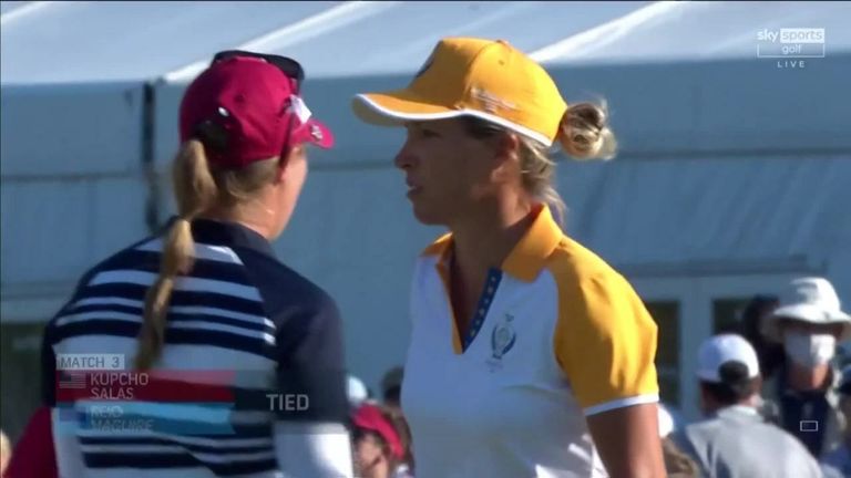 Highlights of Mel Reid and Leona Maguire's Solheim Cup fourball match against Lizette Salas and Jennifer Kupcho 