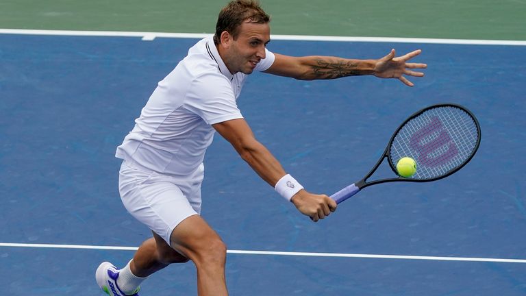 Dan Evans maintained British hopes in the men's draw at the US Open with a four-set win over Marcos Giron to reach the last 32 (AP Photo/John Minchillo)