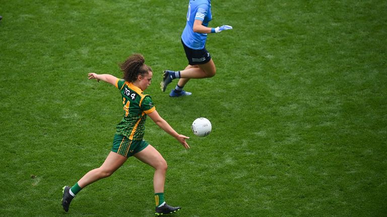 Duggan shoots to score the crucial goal