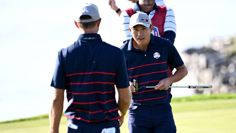 Collin Morikawa, 24, is the youngest player on the USA team, while Dustin Johnson is the oldest at 37